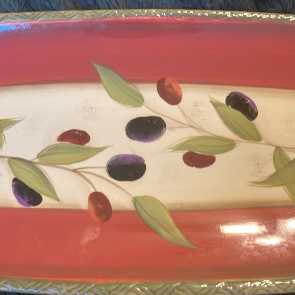 Stone Lite By Clay Art Hand-Painted Ceramic Serving Tray - Picture 4 of 11